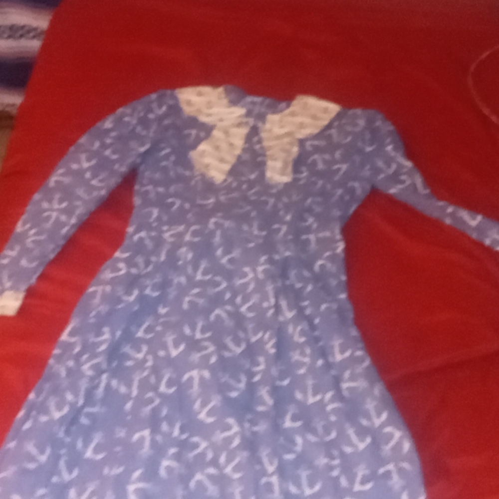 A vintage dress with a zip up back,hand sewn
